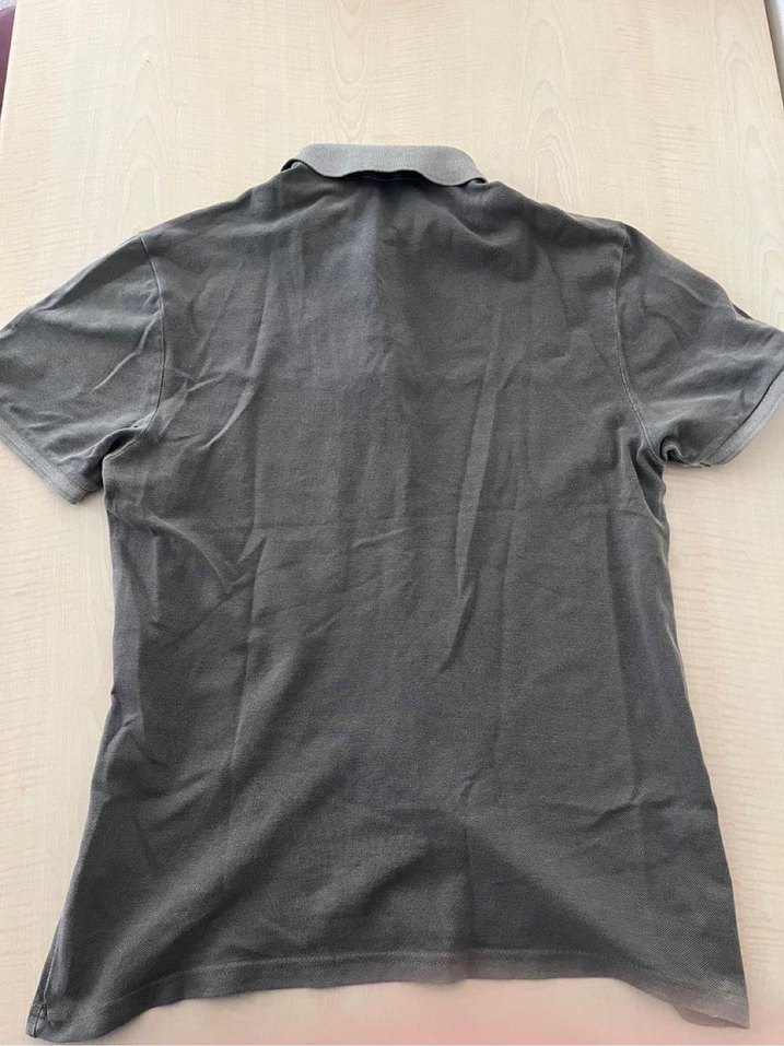 Gri Keten Polo Tişört Üç Düğmeli - Görsel 3