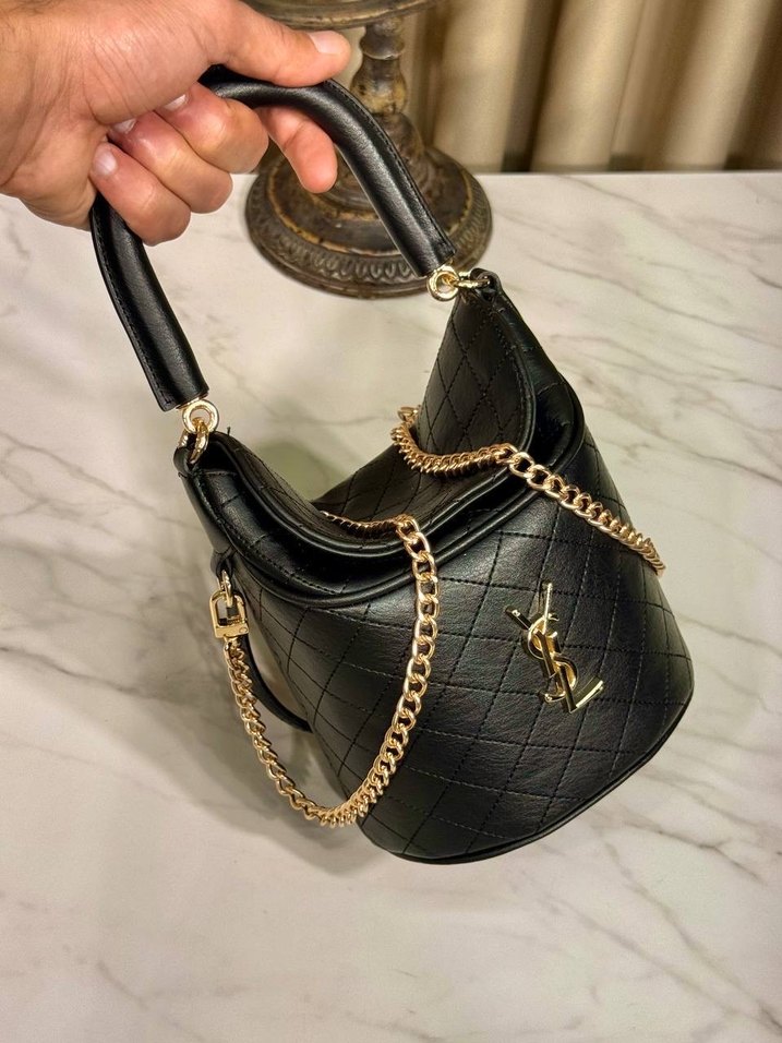 Zincir Detaylı Siyah Deri Kadın Çanta - Görsel 2