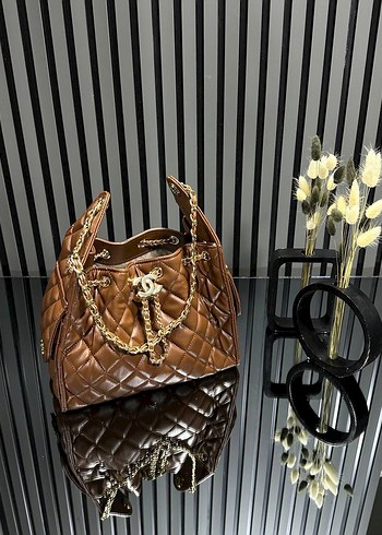 Zincir Detaylı Kahverengi Deri Kadın Çanta - Görsel 11