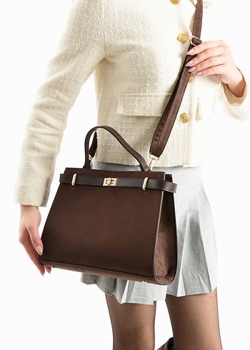 Siyah Süet Kemer Detaylı Kadın Çanta - Görsel 10