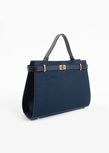 Siyah Süet Kemer Detaylı Kadın Çanta - Görsel 3