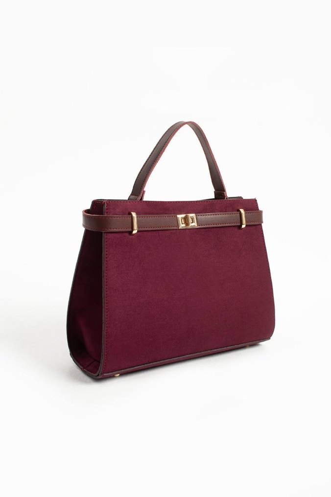 Siyah Süet Kemer Detaylı Kadın Çanta - Görsel 5