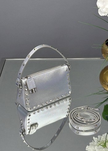 Beyaz Yılan Desenli Deri Kadın Çanta - Görsel 9