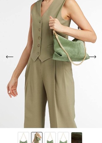 Zincir Detaylı Kahverengi Süet Omuz Çantası - Görsel 2