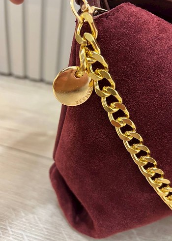 Zincir Detaylı Kahverengi Süet Omuz Çantası - Görsel 10