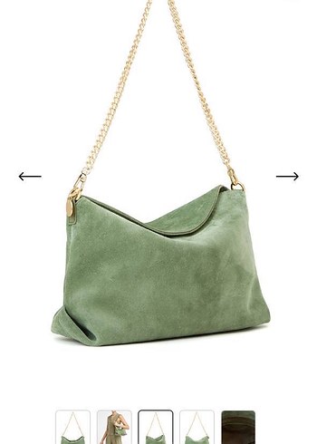 Zincir Detaylı Kahverengi Süet Omuz Çantası - Görsel 3