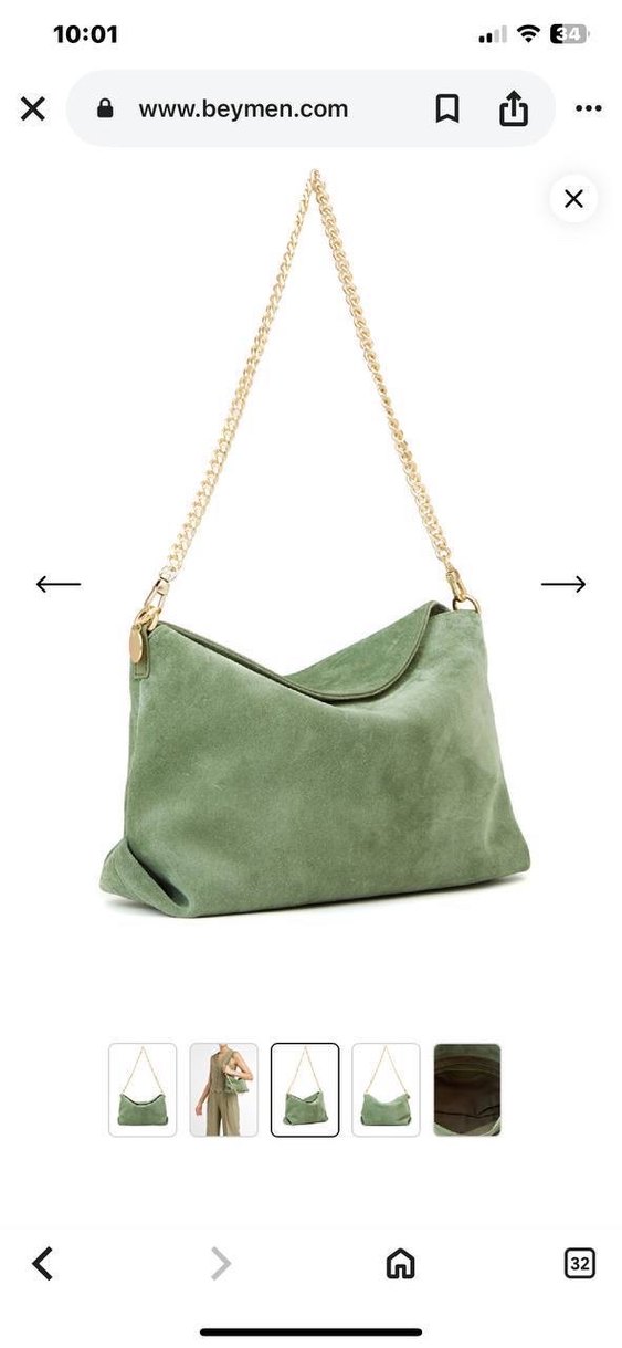 Zincir Detaylı Kahverengi Süet Omuz Çantası - Görsel 3