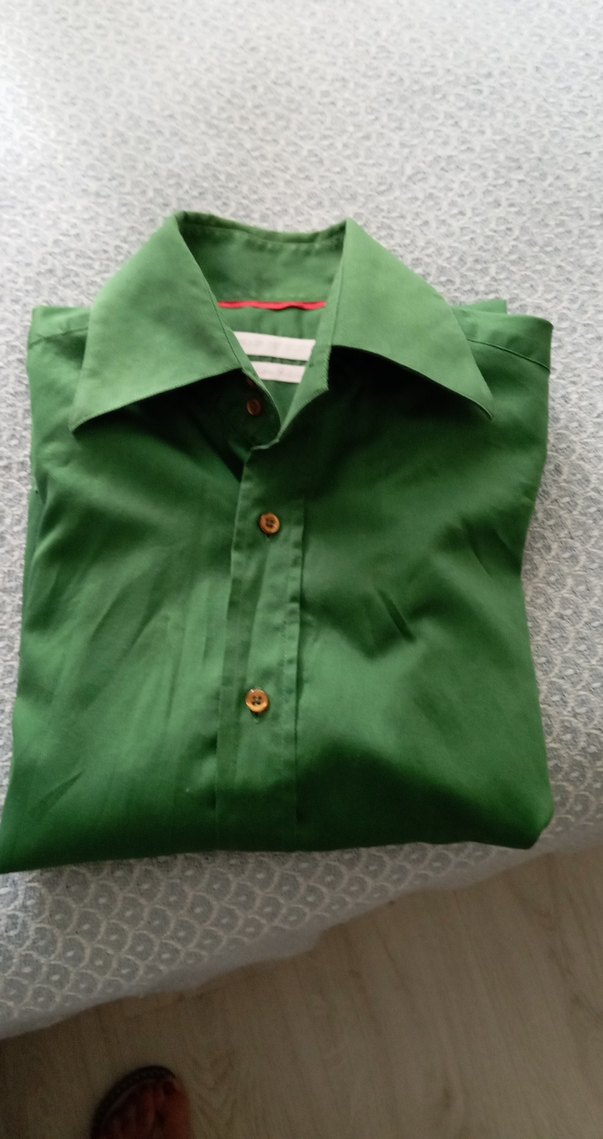 Düğmeli Yeşil Keten Erkek Gömlek - Görsel 4