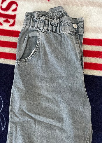 Gri mom jean Kot Pantolon