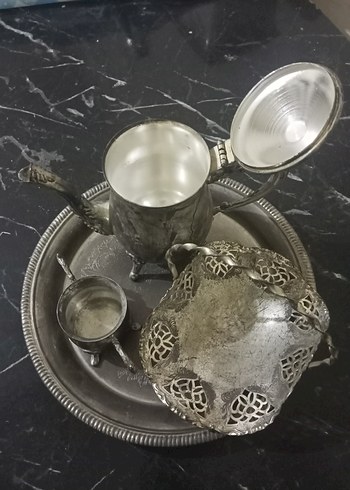 American Vintage 20 Yuzyildan Kalma Vintage Gumus Kahve Cay Seti
