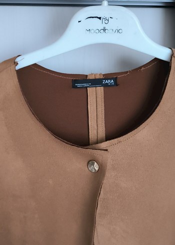 Zara Bej Süet Çıtçıtlı Midi Ceket