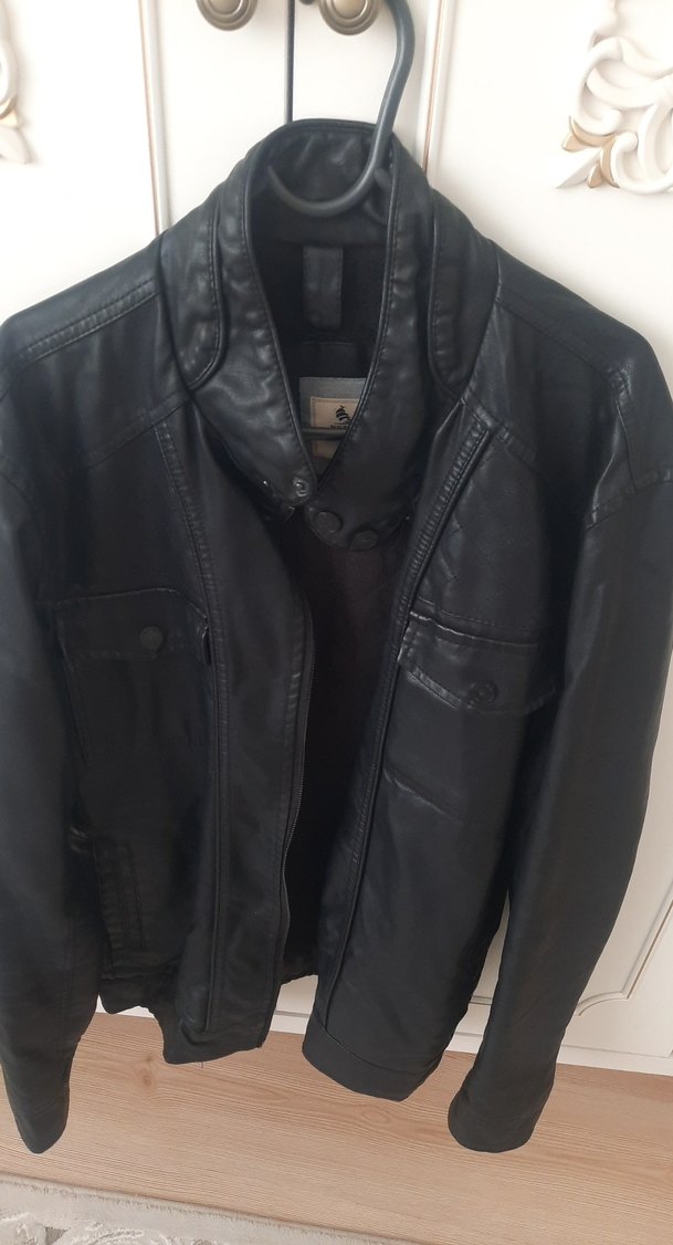 Siyah Deri Biker Ceket erkek - Görsel 3