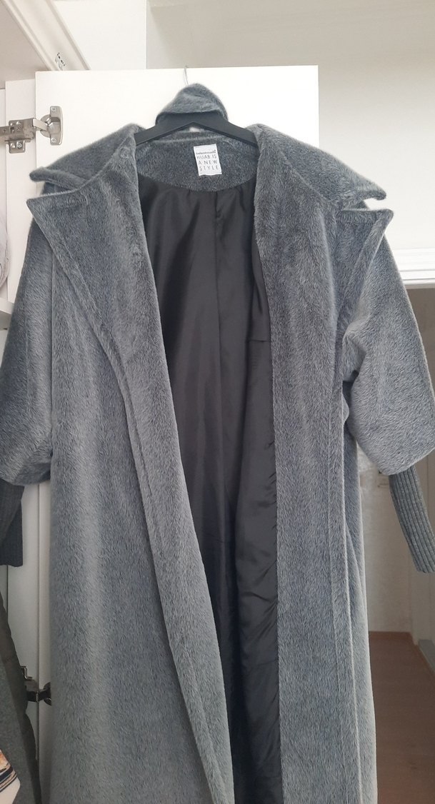 Gri Uzun Peluş kaban hiç giyilmedi - Görsel 2