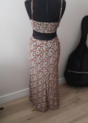 Çiçek Desenli Straplez Bohem Uzun Elbise - Görsel 2