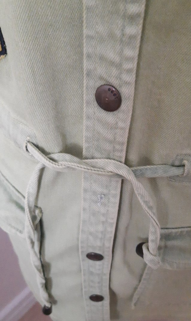 Kadın Haki Düğmeli Denim Ceket - Görsel 3