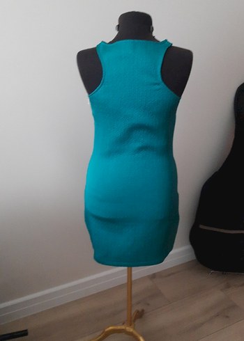 Turkuaz Kadın Triko Midi Elbise - Görsel 2