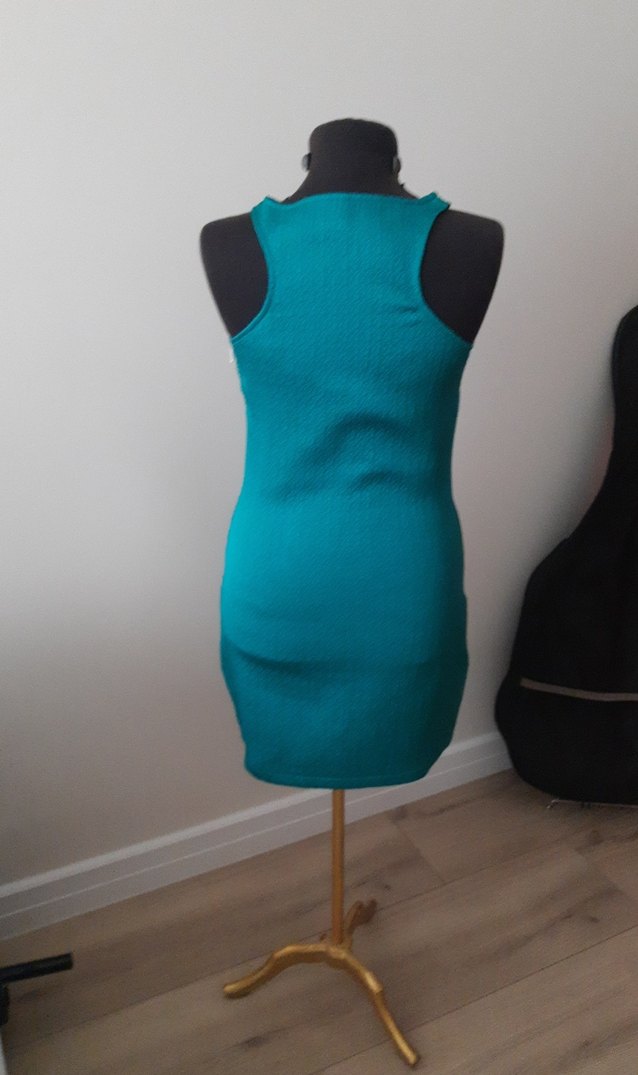 Turkuaz Kadın Triko Midi Elbise - Görsel 2