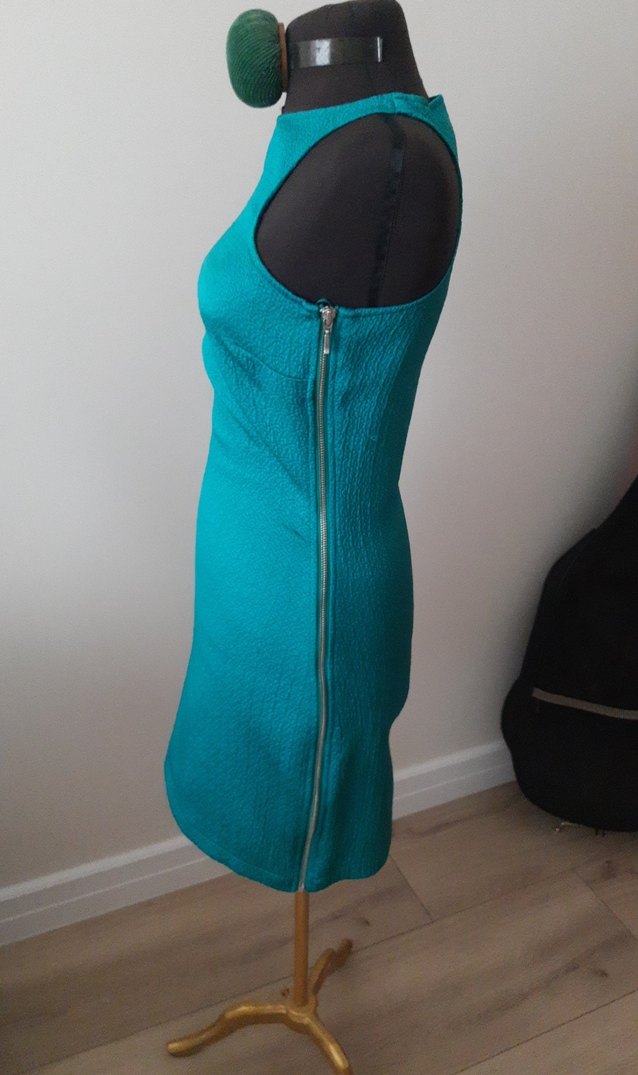 Turkuaz Kadın Triko Midi Elbise - Görsel 3