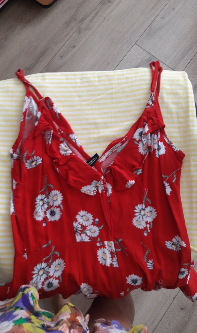 Kırmızı Çiçekli Bohem Uzun Kadın Tulum - Görsel 2