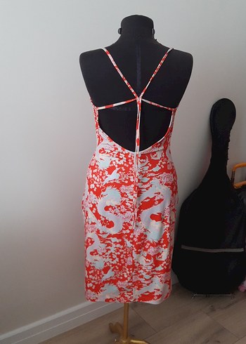 Kırmızı desenli rahat Uzun Askılı Elbise - Görsel 3