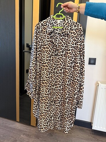 Leopar gömlek elbise