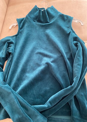 Mavi Kadın Fermuarlı V Yaka Bluz - Görsel 3