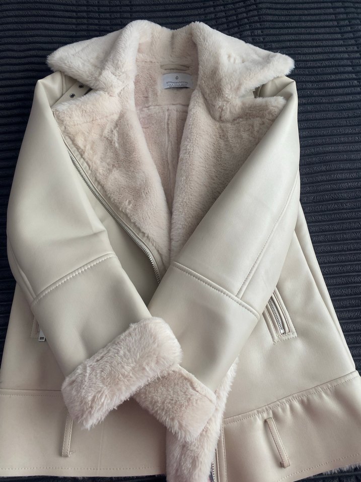 Beyaz Kürklü Midi Kadın Ceket - Görsel 3