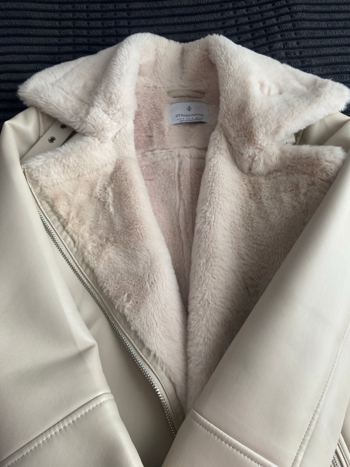 Beyaz Kürklü Midi Kadın Ceket - Görsel 4