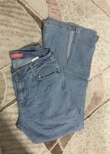 Kadın Gri Bol Kesim Midi Denim Pantolon