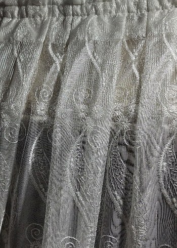 Bohem Gri İşlemeli Tül Perde - Görsel 2