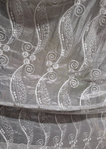 Bohem Gri İşlemeli Tül Perde - Görsel 3