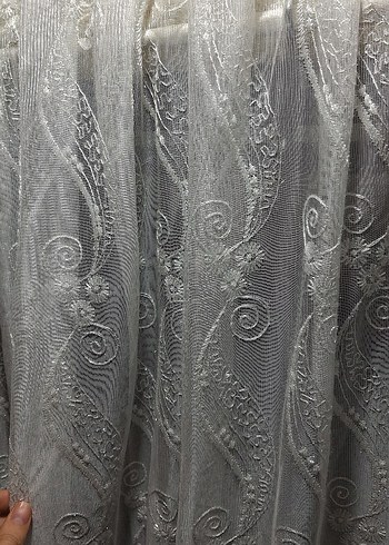 Bohem Gri İşlemeli Tül Perde - Görsel 4