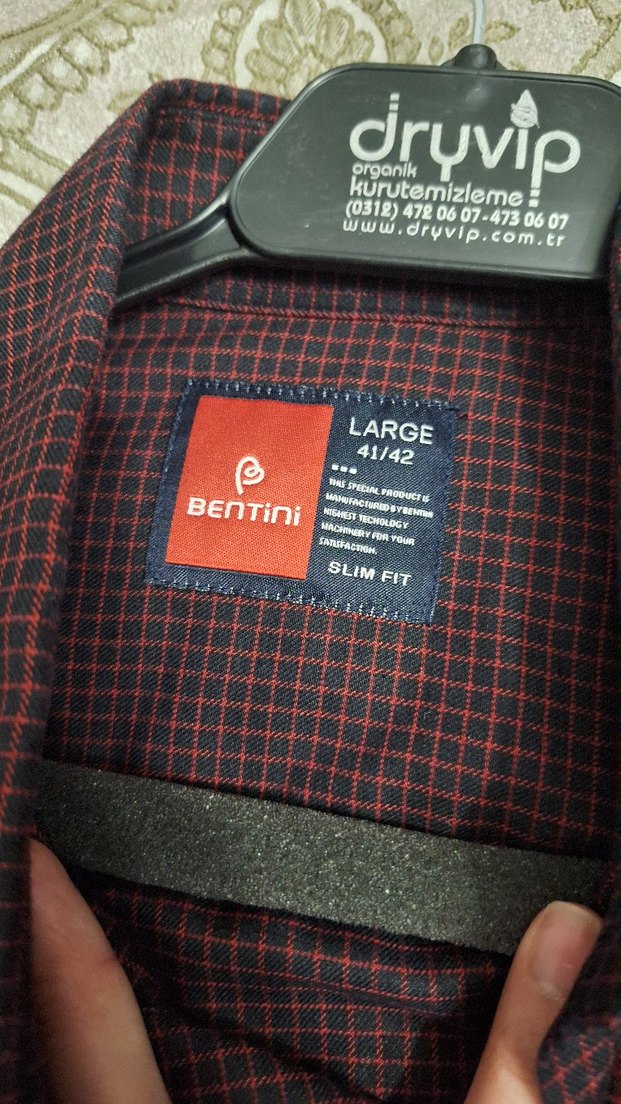 Erkek Bordo Düğmeli Uzun Kollu Gömlek - Görsel 3