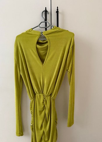 Parlak Yeşil Uzun Kollu Kadın Elbise - Görsel 3