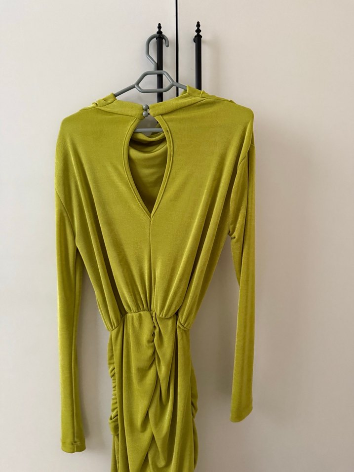 Parlak Yeşil Uzun Kollu Kadın Elbise - Görsel 3