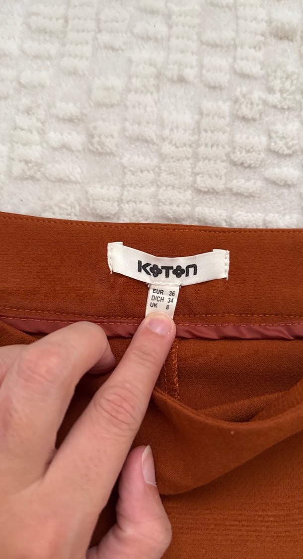 Düğmeli kiremit renkli  Midi Etek - Görsel 3