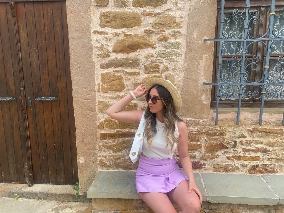 Dantel Detaylı Mor Örgü Kadın şort - Görsel 2