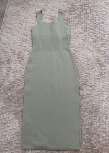 Uzun, Askılı, Dar Kesim Triko Elbise - Görsel 3