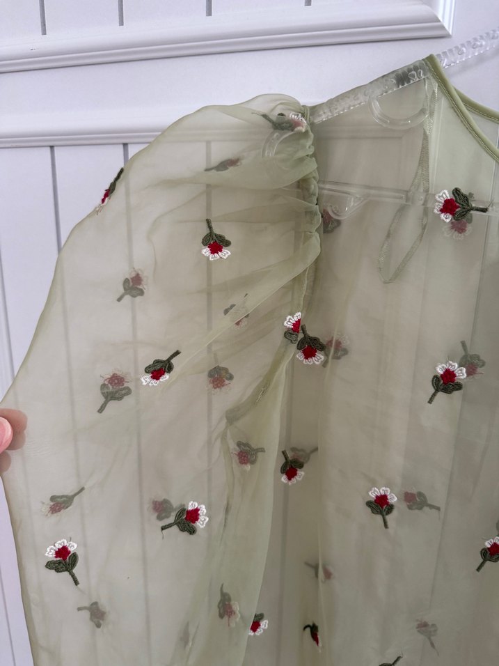 Nakışlı Uzun Kollu Pastel Bluz - Görsel 3