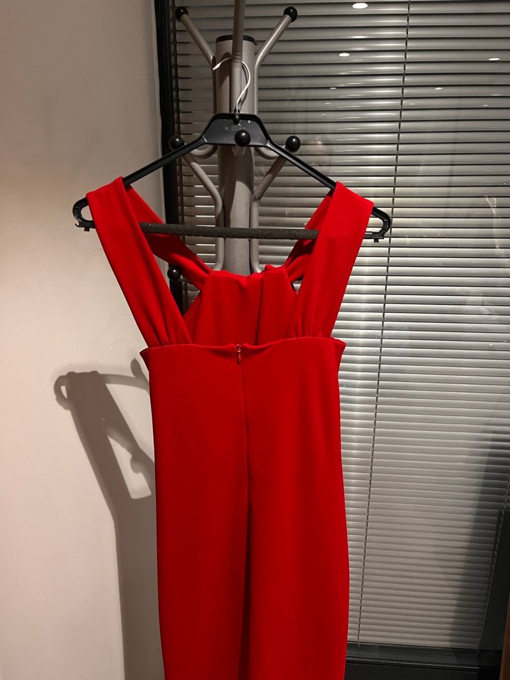 Kırmızı Uzun Elbise - Görsel 5