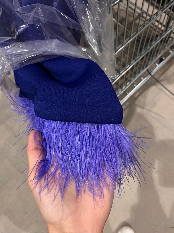 Püsküllü Midi Mavi Abiye Elbise - Görsel 5