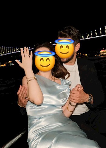 Bebe Mavisi Midi Abiye Elbise - Görsel 2