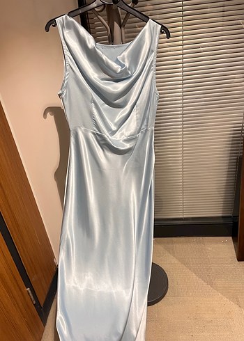 Bebe Mavisi Midi Abiye Elbise - Görsel 4