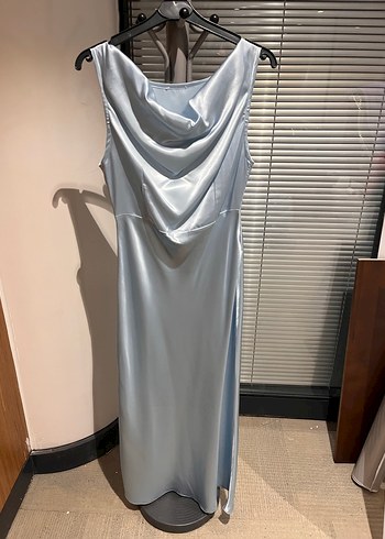 Bebe Mavisi Midi Abiye Elbise - Görsel 5