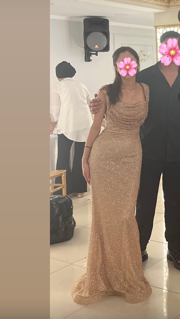 Bej Uzun Drapeli Abiye - Görsel 3