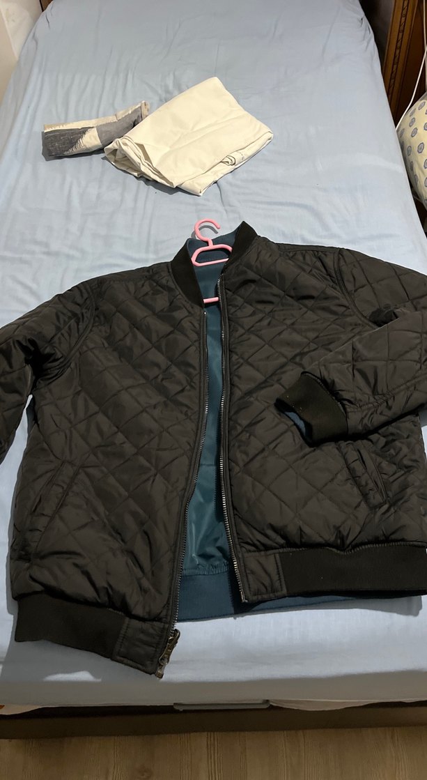 Siyah Fermuarlı çift taraflı erkek mont - Görsel 2