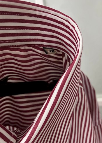 Bordo Çizgili Uzun Kollu Erkek Gömlek - Görsel 3