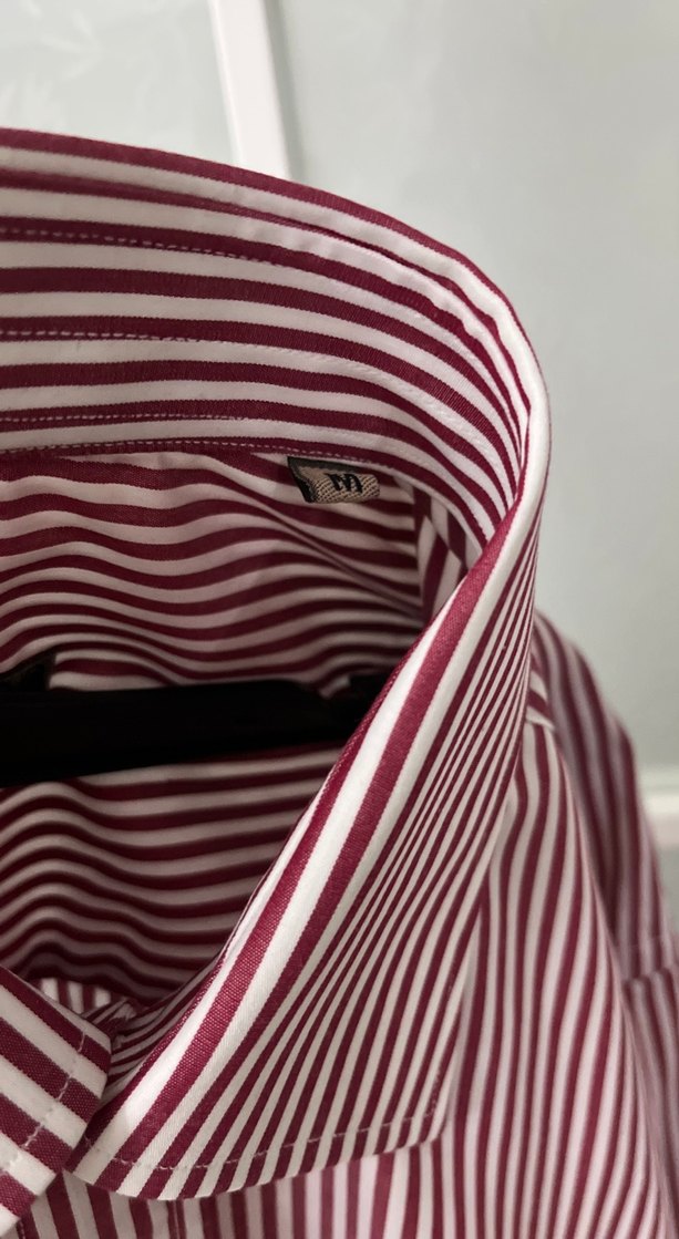 Bordo Çizgili Uzun Kollu Erkek Gömlek - Görsel 3
