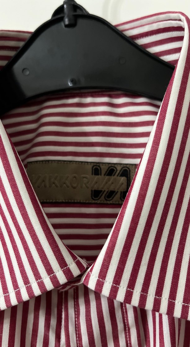 Bordo Çizgili Uzun Kollu Erkek Gömlek - Görsel 2