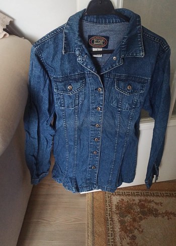 Düğmeli Lacivert Kadın Denim Ceket - Görsel 2